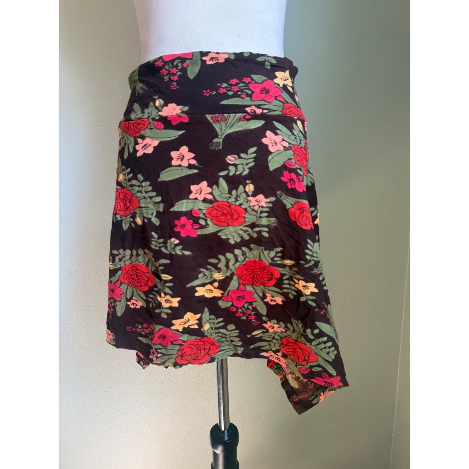 Angie Brown Floral Handkerchief Mini Boho Whimsi Fairy Small Y2k Dainty Red